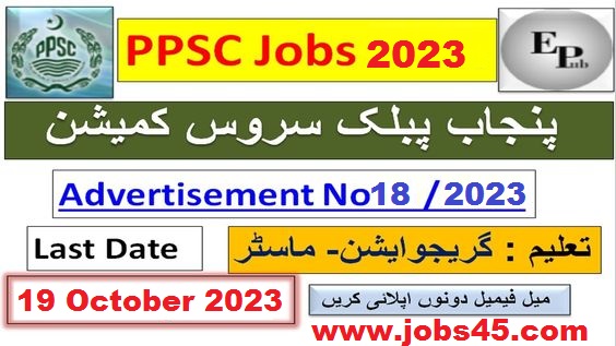 PPSC New Jobs 2023 Advertisement no.18